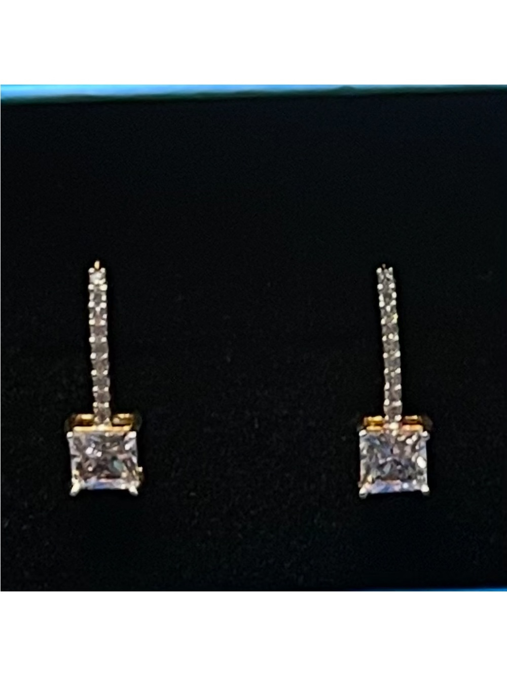 PAJ. 925 SS with 14k solid gold overlay 1.50 tcw Princess-cut leverback earrings